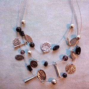Summery Silver Multi-texture Necklace